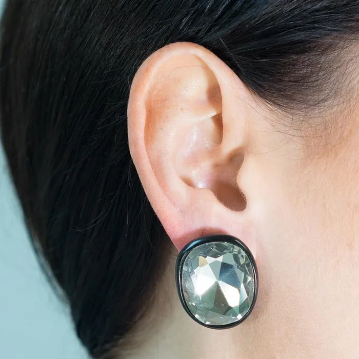 Kenneth Jay Lane Clear Crystal Earrings Women Jackie Kennedy Onassis Crystal Headlight Earrings Kenneth Jay Lane Clear Crystal Earrings Women Jackie Kennedy Onassis Crystal Headlight Earrings