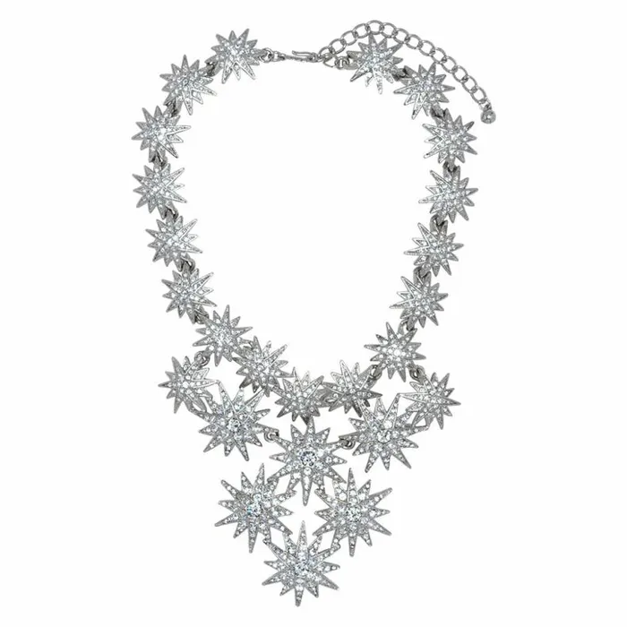 Kenneth Jay Lane Clear Crystal Necklaces Women Starburst Bib Necklace