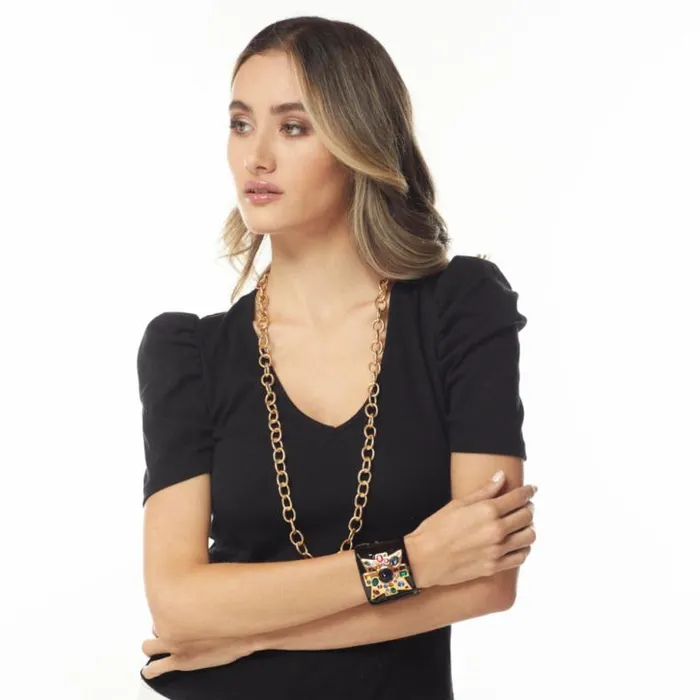 Kenneth Jay Lane Dark Color Bracelets Women Black Maltese Sapphire Cross Cuff Kenneth Jay Lane Dark Color Bracelets Women Black Maltese Sapphire Cross Cuff
