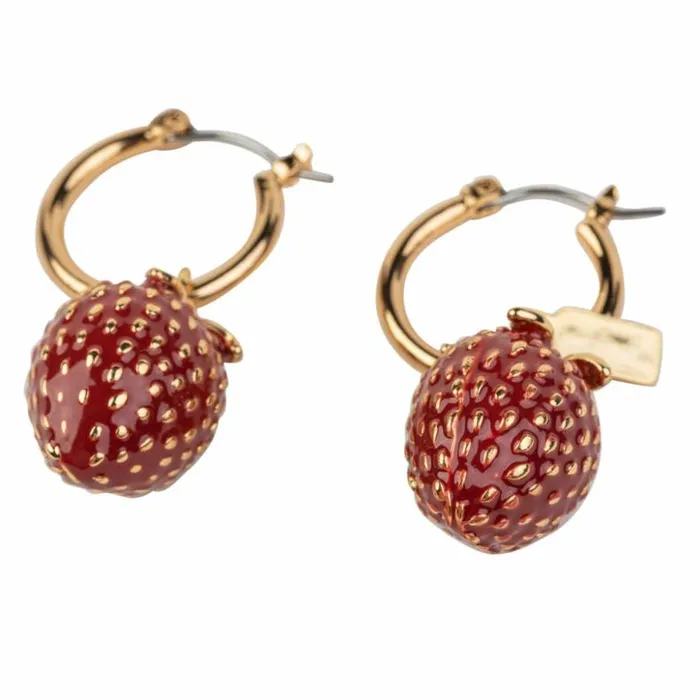 Kenneth Jay Lane Dark Color Earrings Women Strawberry Drop Gold Hoop Earring