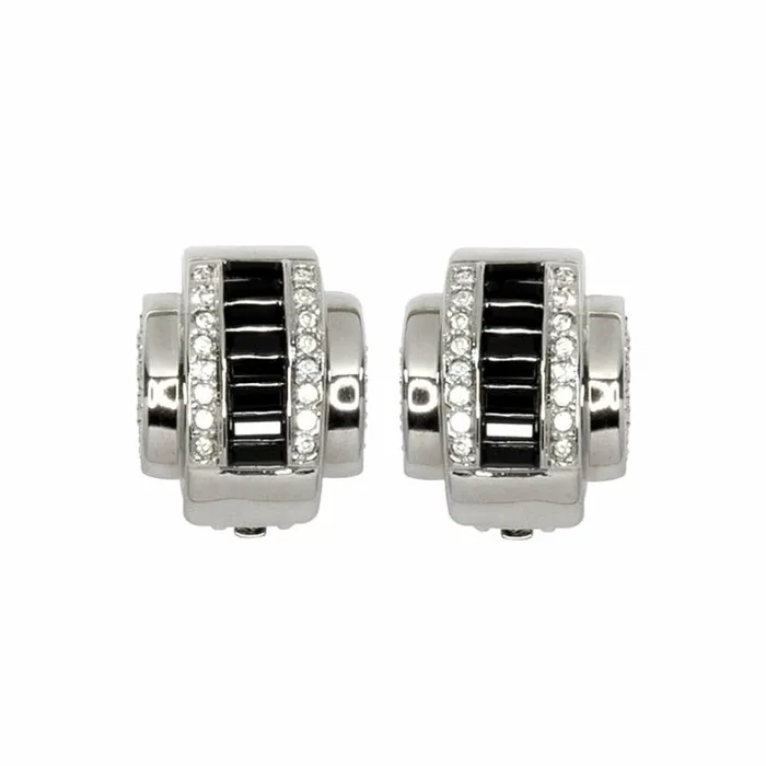 Kenneth Jay Lane Dark Color Gem Earrings Women Jet Baguette Clip Earrings