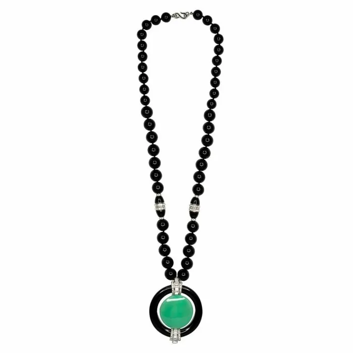 Kenneth Jay Lane Dark Color Necklaces Women Jade Deco Pendant Necklace