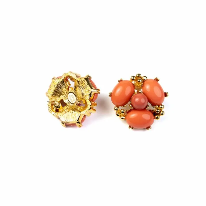 Kenneth Jay Lane Light Color Earrings Women Coral Cabochon Cluster Pierced Earrings Kenneth Jay Lane Light Color Earrings Women Coral Cabochon Cluster Pierced Earrings