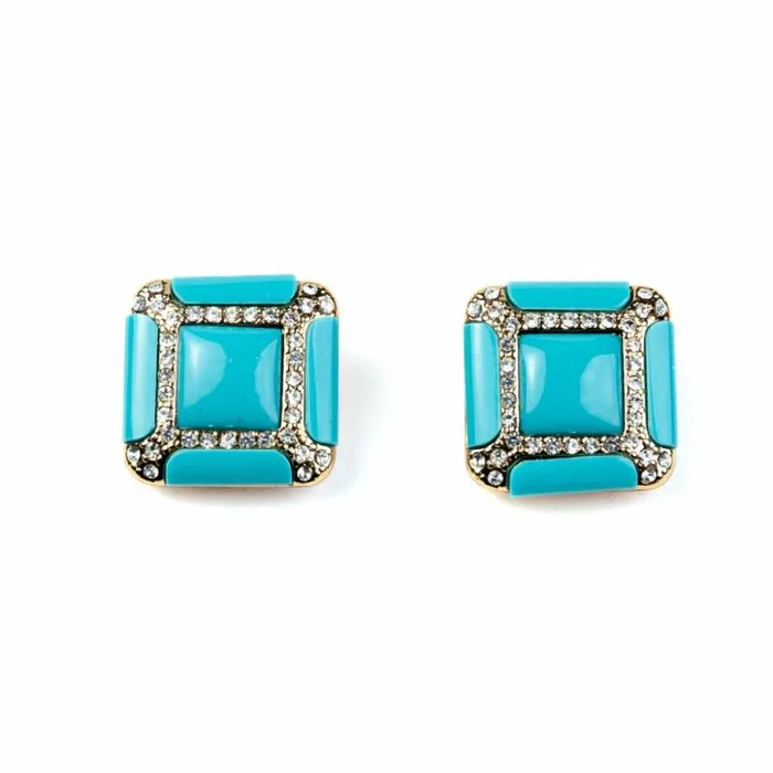 Kenneth Jay Lane Light Color Earrings Women Turquoise Square Clip Earrings