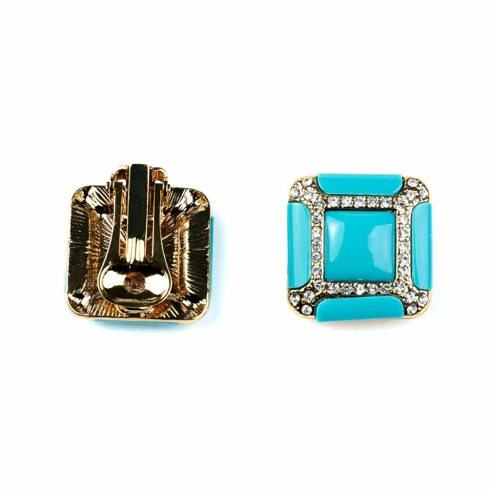 Kenneth Jay Lane Light Color Earrings Women Turquoise Square Clip Earrings Kenneth Jay Lane Light Color Earrings Women Turquoise Square Clip Earrings