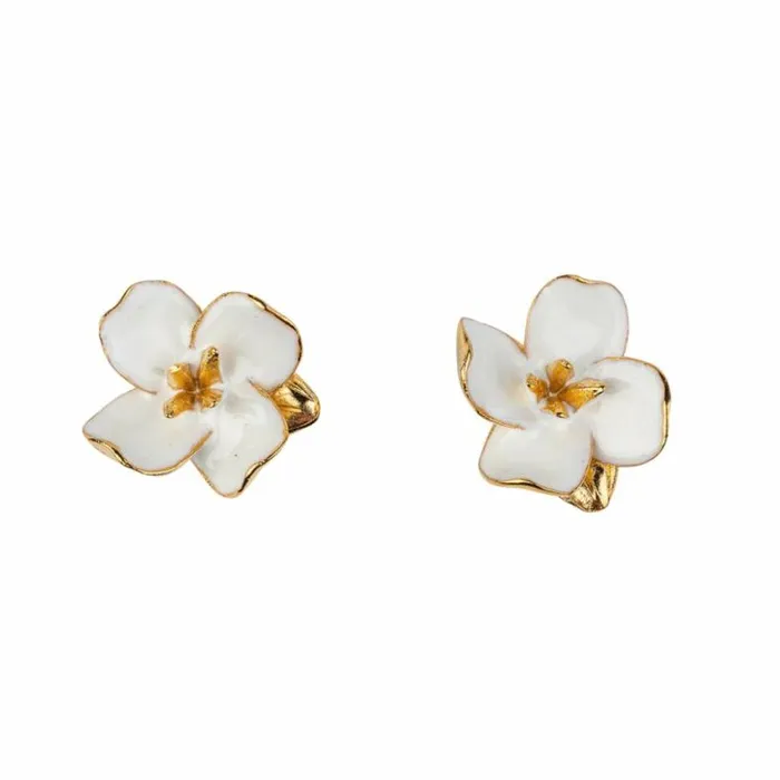 Kenneth Jay Lane Light Color Earrings Women White And Gold Flower Earring