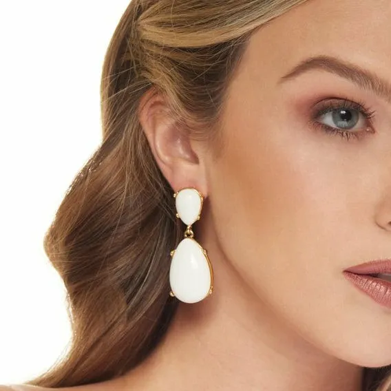 Kenneth Jay Lane Light Color Earrings Women White Teardrop Cabochon Clip Earring Kenneth Jay Lane Light Color Earrings Women White Teardrop Cabochon Clip Earring