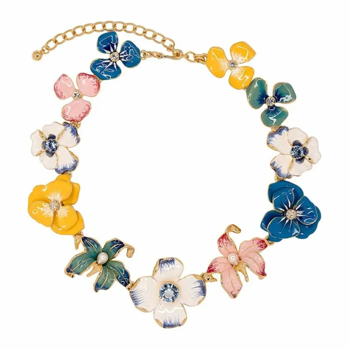 Kenneth Jay Lane Light Color Necklaces Women China Blue Flower Necklace