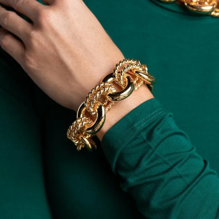 Kenneth Jay Lane Metallic Finish Bracelets Women Polished Gold Rope Link Bracelet