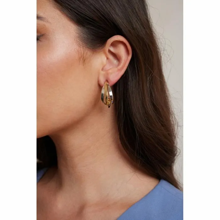 Kenneth Jay Lane Metallic Finish Earrings Women Gold And Silver Half Hoop Earring