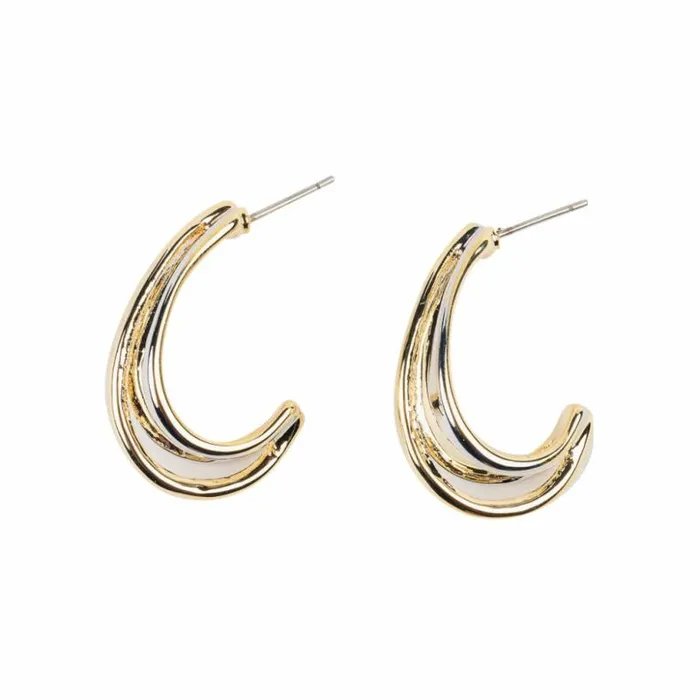 Kenneth Jay Lane Metallic Finish Earrings Women Gold And Silver Half Hoop Earring