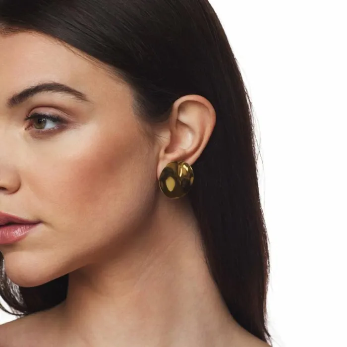 Kenneth Jay Lane Metallic Finish Earrings Women Gold Dapped Button Clip Earrings Kenneth Jay Lane Metallic Finish Earrings Women Gold Dapped Button Clip Earrings
