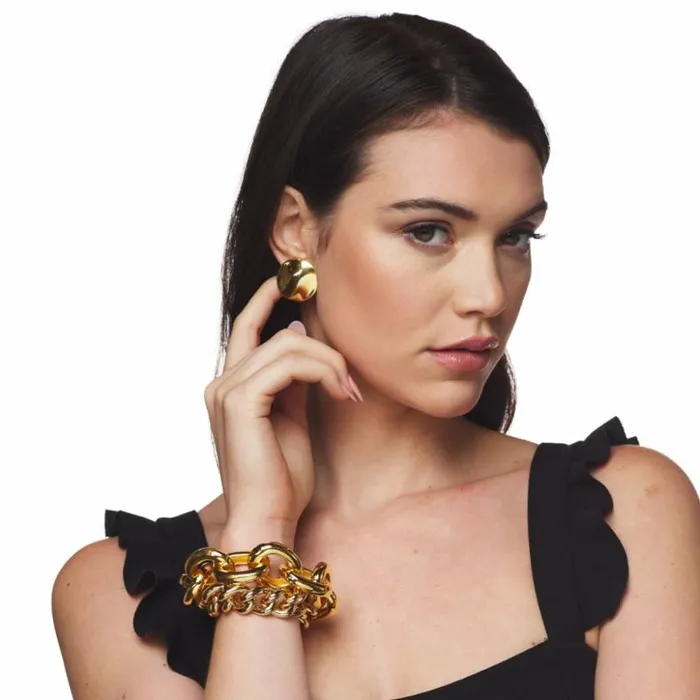 Kenneth Jay Lane Metallic Finish Earrings Women Gold Dapped Button Clip Earrings