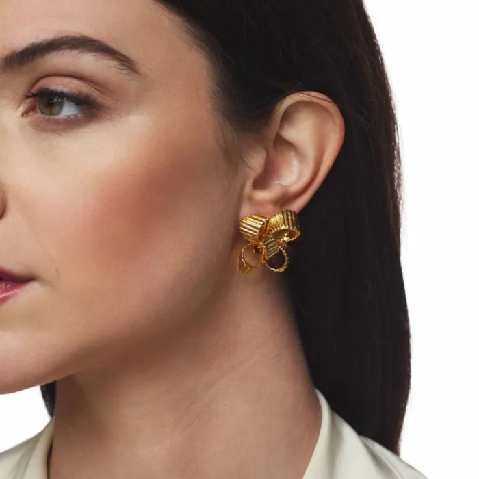 Kenneth Jay Lane Metallic Finish Earrings Women Polished Gold Bow Pierced Earring Kenneth Jay Lane Metallic Finish Earrings Women Polished Gold Bow Pierced Earring