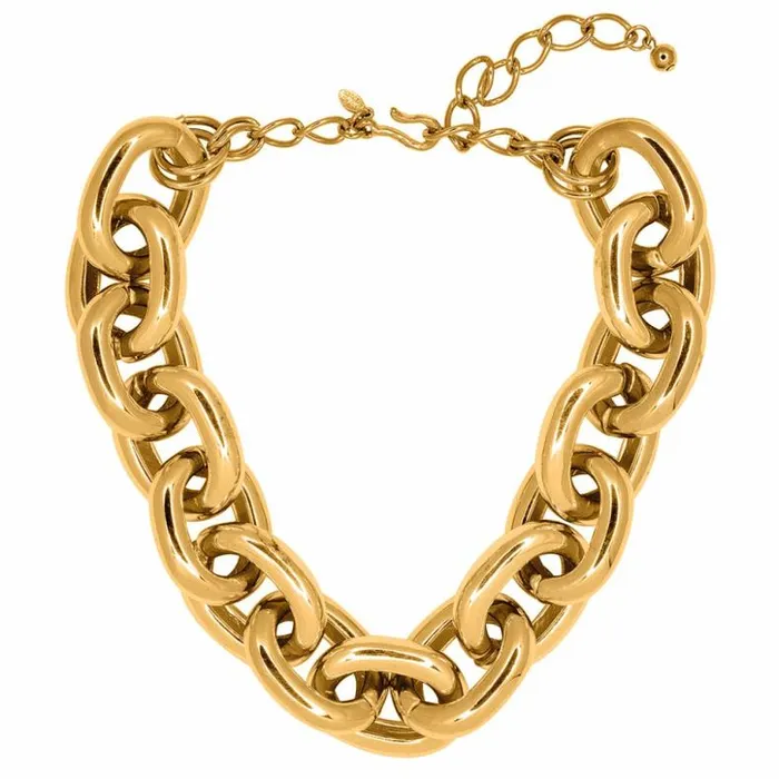 Kenneth Jay Lane Metallic Finish Necklaces Women Gold Medium Link Necklace