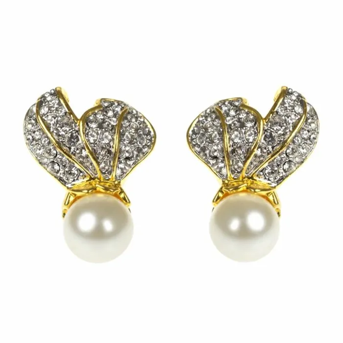Kenneth Jay Lane Pearl Earrings Women Crystal Leaf Top With Pearl Bottom Clip Earrings Kenneth Jay Lane Pearl Earrings Women Crystal Leaf Top With Pearl Bottom Clip Earrings