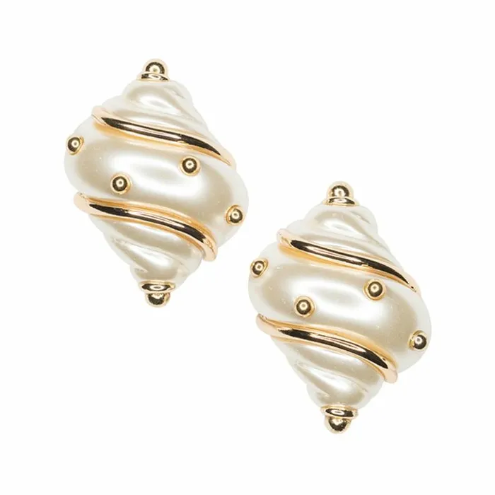 Kenneth Jay Lane Pearl Earrings Women Jackie Onassis Pearl Shell Clip Earrings Kenneth Jay Lane Pearl Earrings Women Jackie Onassis Pearl Shell Clip Earrings