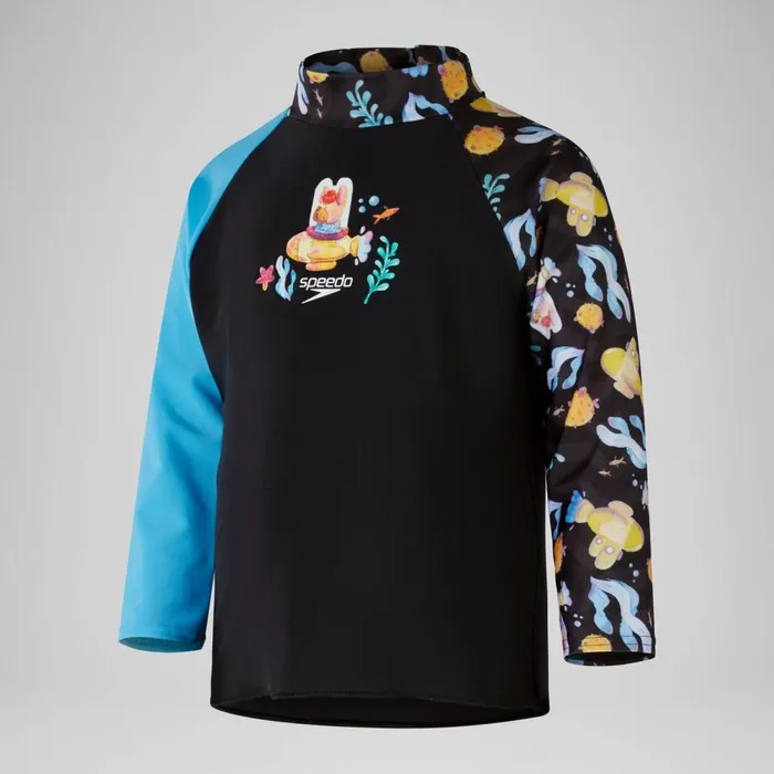 Kids Boy039s Rash Vests Speedo Boys039 Digital Long Sleeve Rash Top BlackGrey
