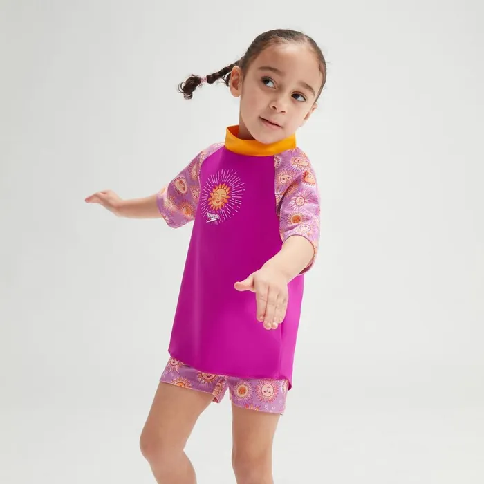 Kids Girl039s Rash Vests Speedo Infant Girls039 Digital Short Sleeve Rash Top Set PurpleYellow Kids Girl039s Rash Vests Speedo Infant Girls039 Digital Short Sleeve Rash Top Set PurpleYellow