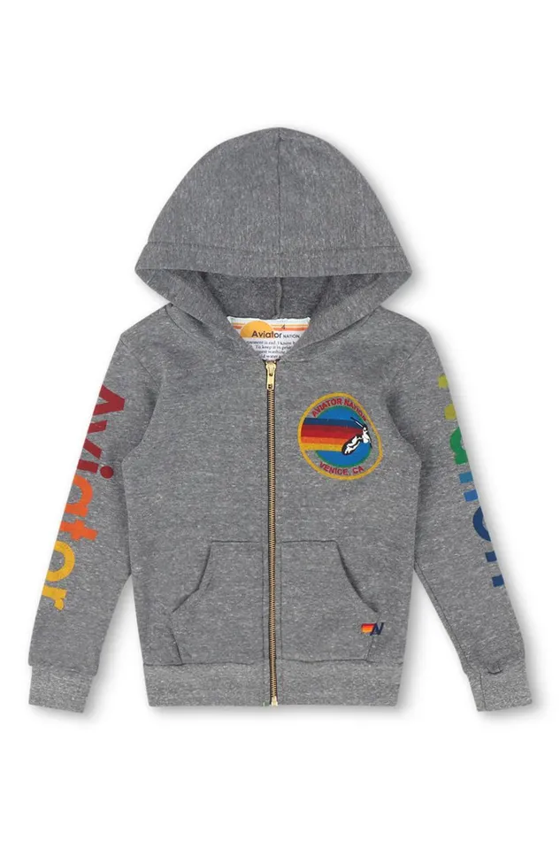 Kids Hoodies Aviator Nation Zip Hoodie 8211 Heather Grey