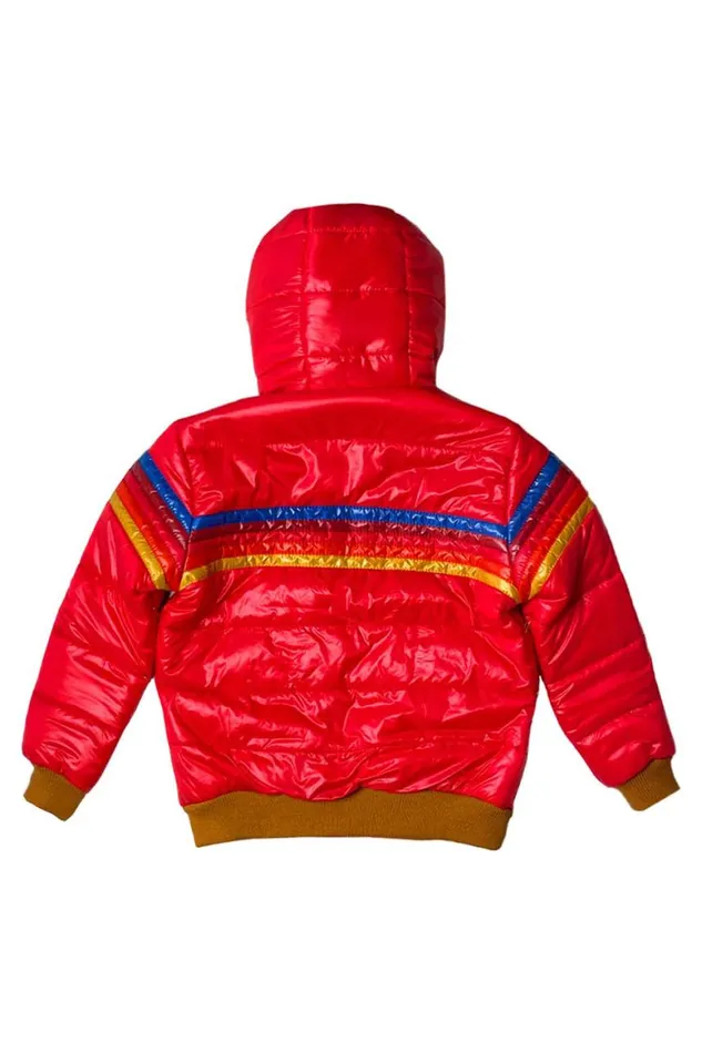 Kids Outerwear Aviator Nation 5 Stripe Trekker Jacket 8211 Glossy Cherry