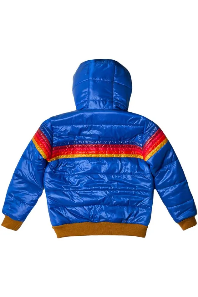 Kids Outerwear Aviator Nation 5 Stripe Trekker Jacket 8211 Glossy Snorkel Blue