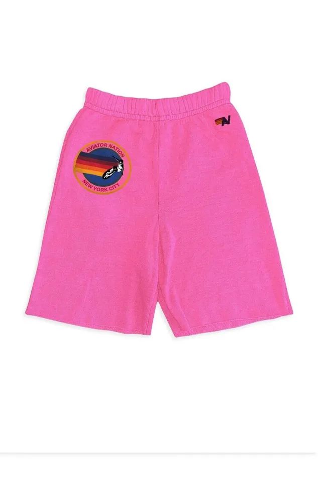 Kids Shorts Aviator Nation New York City Sweatshorts 8211 Neon Pink