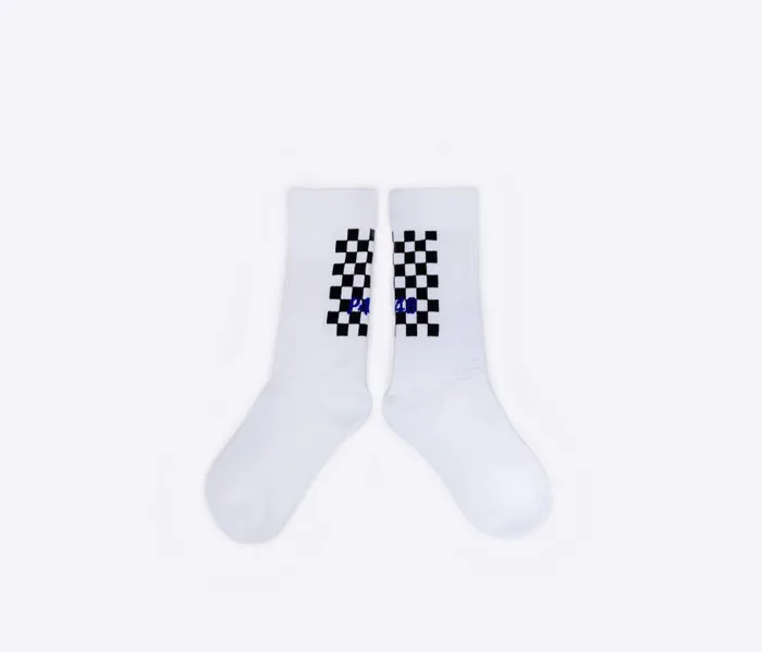 Laces and Accessories WomensMens P448 Socks WhiteCheck