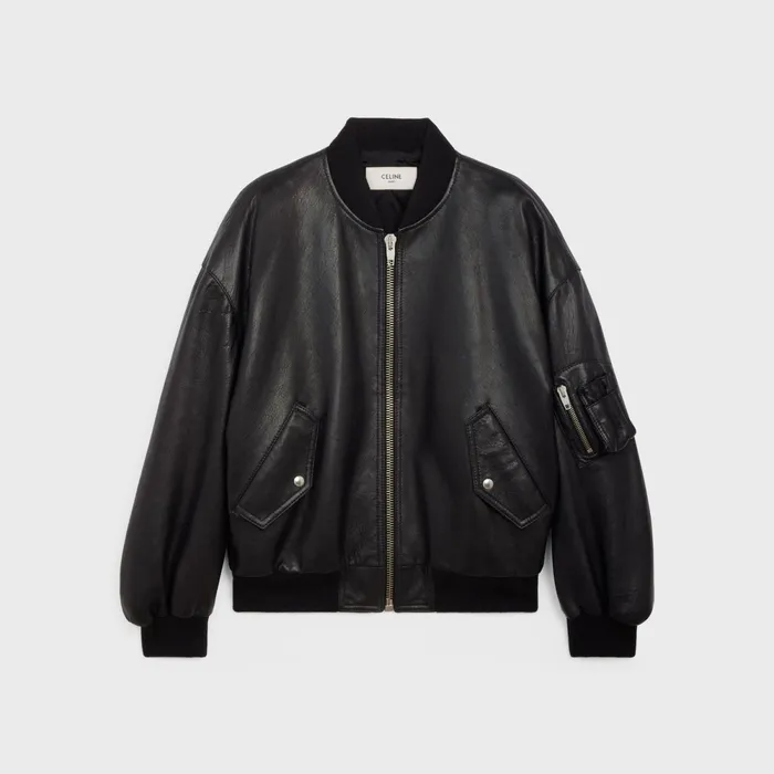 Leather Bomber Jacket In Soft English Lambskin Black Men CELINE LEATHER
