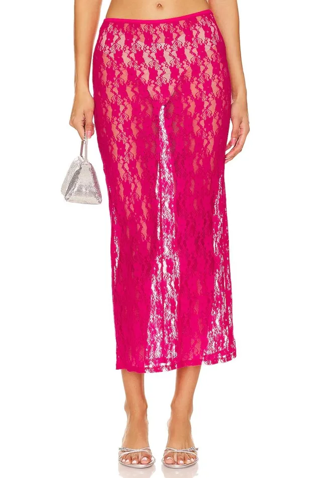 Lia Sheer Skirt Hot Pink Women Lovers and Friends Skirts