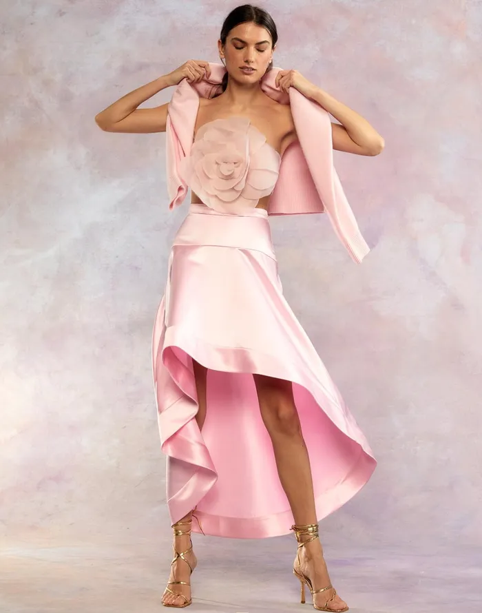 Livia Satin Skirt 8211 Pink Women Cynthia Rowley Bottoms