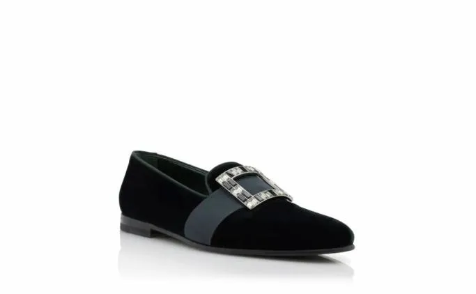 Loafers Men Manolo Blahnik EATONDark Green Velvet Buckled Loafers Loafers Men Manolo Blahnik EATONDark Green Velvet Buckled Loafers