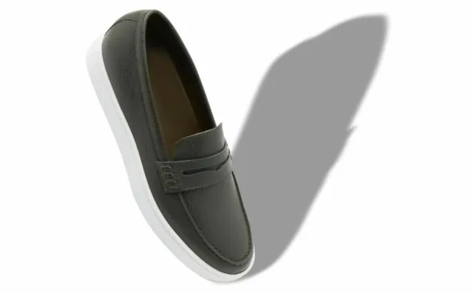 Loafers Men Manolo Blahnik ELLISDark Green Calf Leather SlipOn Loafers