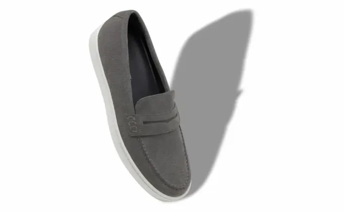 Loafers Men Manolo Blahnik ELLISGrey Suede Slip On Loafers