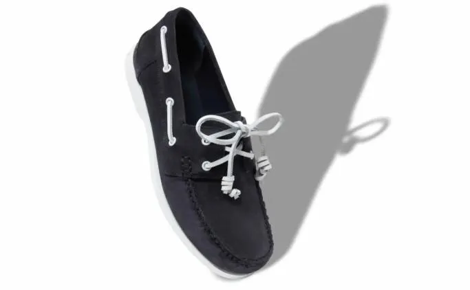 Loafers Men Manolo Blahnik SIDMOUTHNavy Blue Suede Boat Shoes