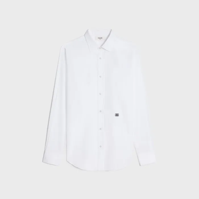 Loose Carnaby Shirt In Cotton Poplin White Men CELINE SHIRTS