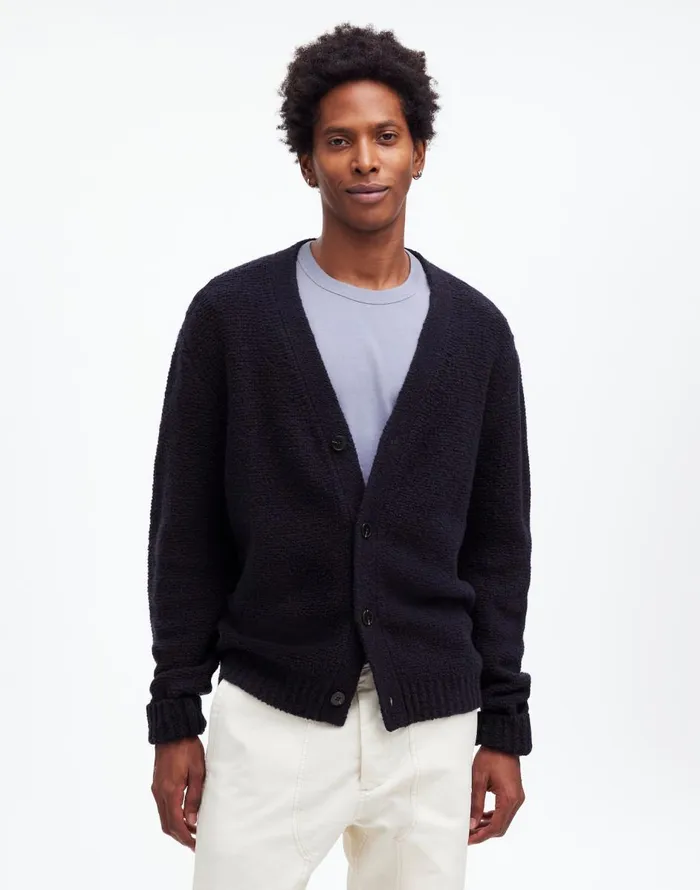 Madewell Boucl Cardigan Sweater Navy Men Sweaters