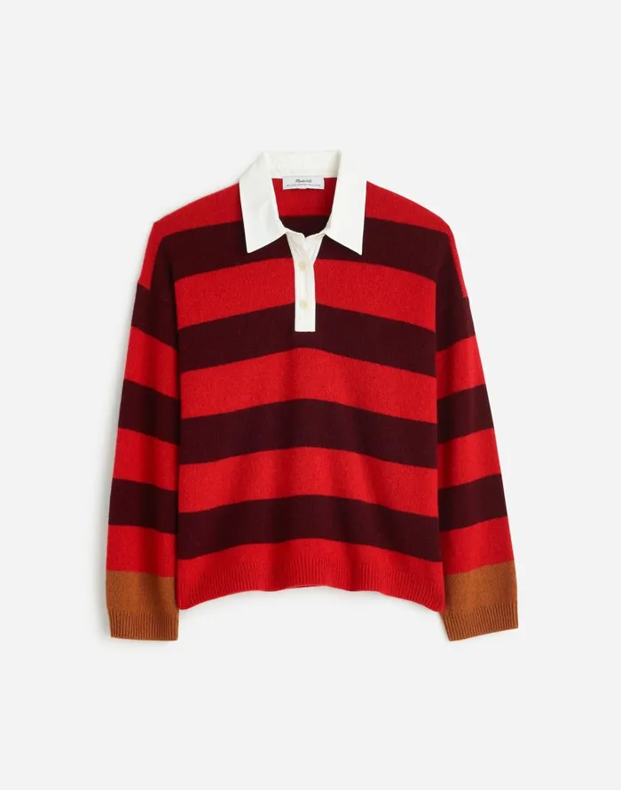 Madewell CashmereWool Blend Rugby Sweater Cabernet Combo Women Sweaters