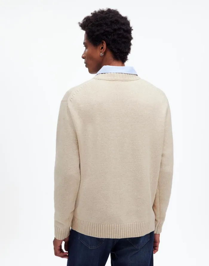 Madewell Crewneck Sweater In SoftWool Heather Cream Men Sweaters