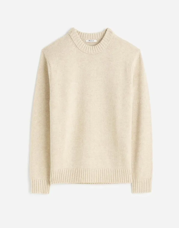 Madewell Crewneck Sweater In SoftWool Heather Cream Men Sweaters