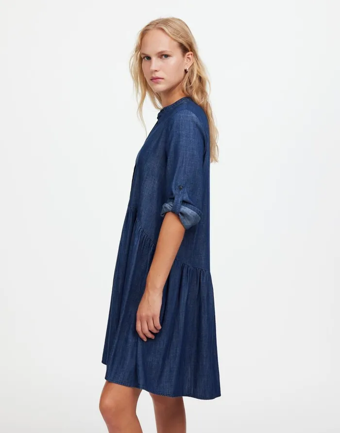 Madewell Denim ButtonFront Mini Shirtdress Denim Blue Women Dresses