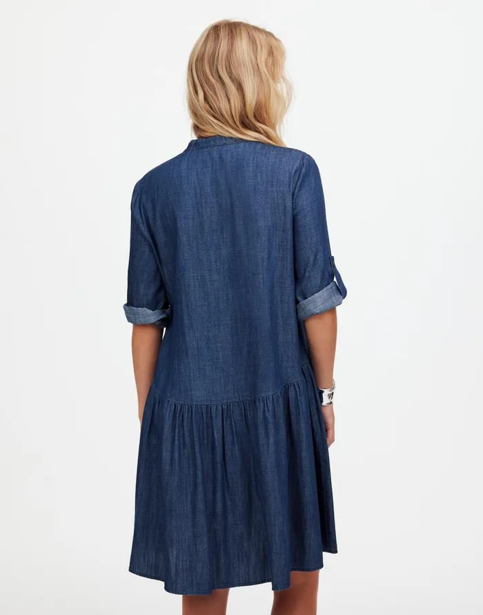 Madewell Denim ButtonFront Mini Shirtdress Denim Blue Women Dresses