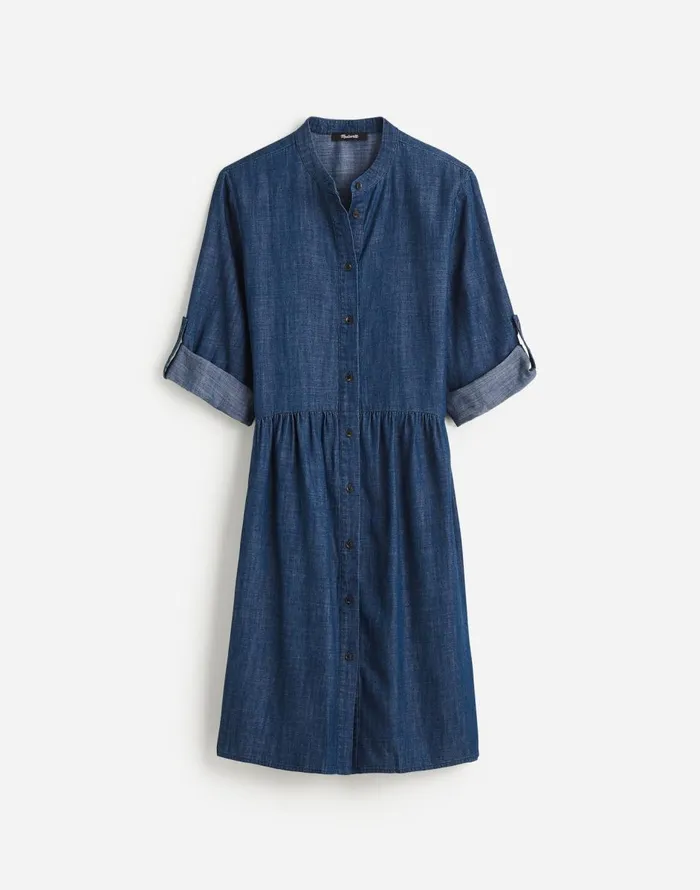 Madewell Denim ButtonFront Mini Shirtdress Denim Blue Women Dresses
