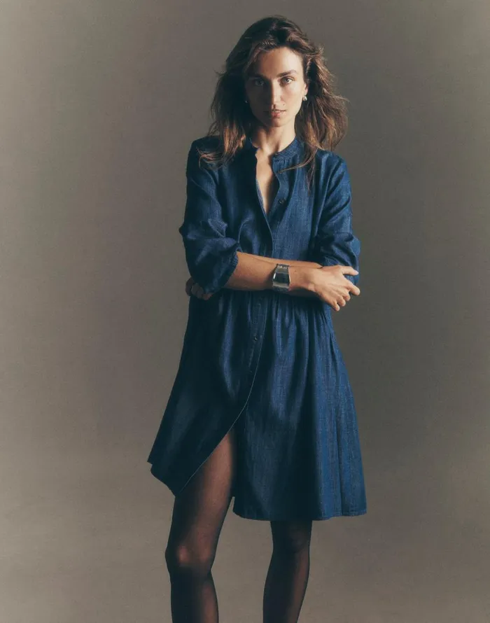 Madewell Denim ButtonFront Mini Shirtdress Denim Blue Women Dresses