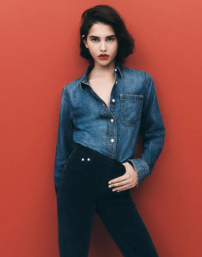 Madewell Denim Tuckable ButtonUp Shirt In Hillsborough Wash Hillsborough Wash Women Tops and Shirts