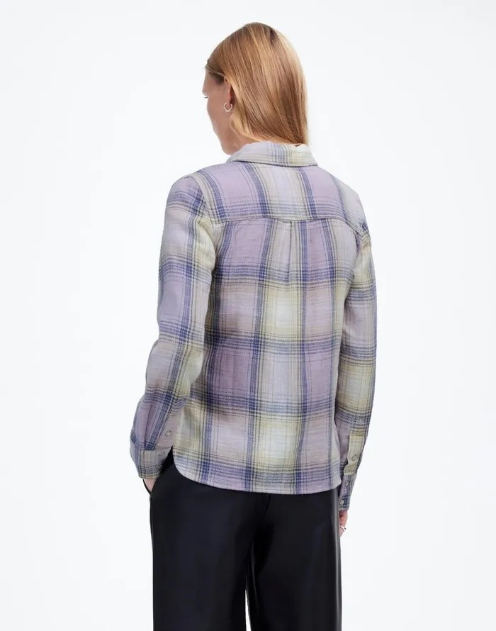 Madewell Flannel SnapFront Shirt In Plaid Soft Orchid Women Tops and Shirts
