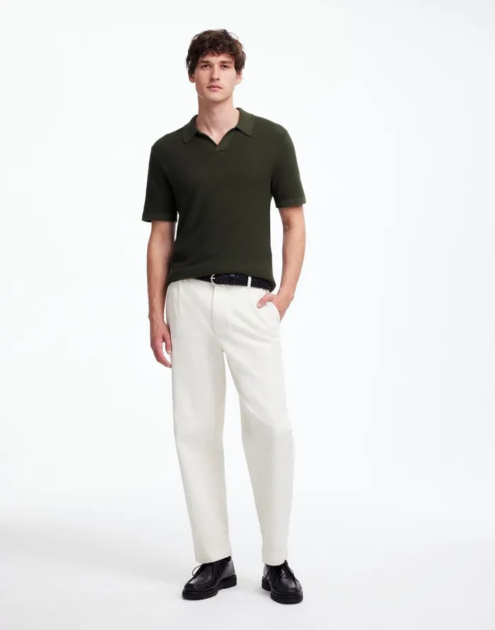 Madewell JohnnyCollar ShortSleeve Sweater Polo Mossy Umber Men Shirts