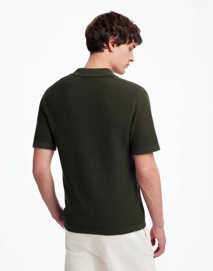 Madewell JohnnyCollar ShortSleeve Sweater Polo Mossy Umber Men Shirts