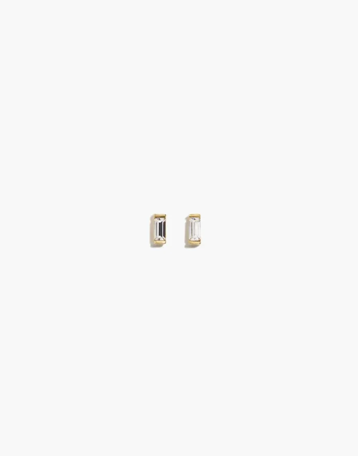 Madewell Katie Dean Jewelry 18k GoldPlated Crystal Baguette Stud Earrings Gold Women Jewelry