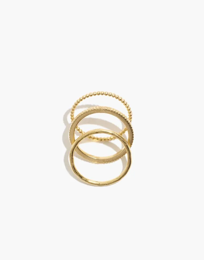 Madewell Katie Dean Jewelry GoldPlated Minimal Ring Set Gold Women Jewelry